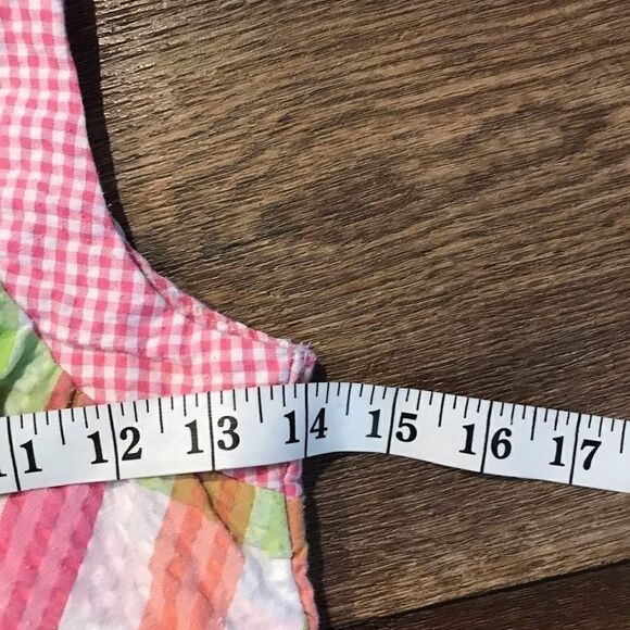 Bonnie Jean Pink Green Seersucker Dress Size 14 - Picture 8 of 12